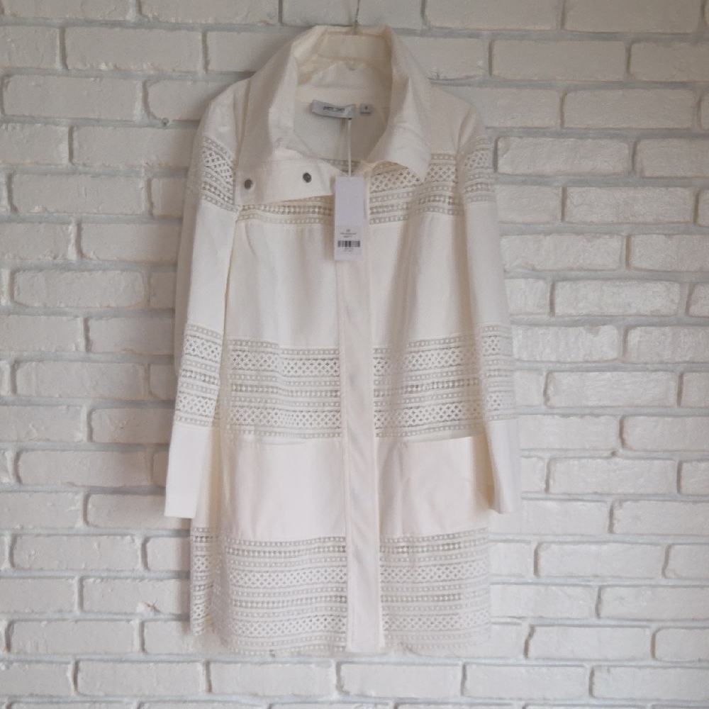 Per Se White Lace Trench Coat